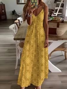 Printed Design Geometric Diamond Pattern Print Design Four Seasons elegant style casual style sling dress
