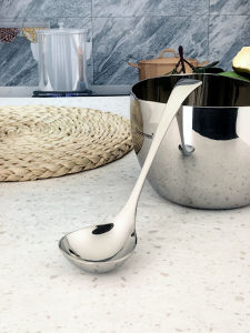 Deep Soup Spoon Bent 18/10 Stainless Steel Sauce Spoon for Porridge And Soup with Slanted Mouth for Dipping And Serving