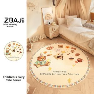 ZHIBAIJIA | Waterproof Easy-care Cartoon Horse Round Rug