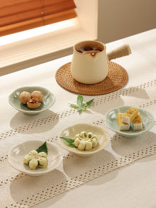 Retro Chinese Zen Pastry Plate Goblet Dessert Dried Fruit Dish Afternoon Tea Snack Plate Ceramic Exquisite Snack Dish