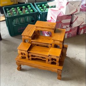 🌿 7 หน้า 48*35*45 ซม ถุงบูชา โต๊ะหมู่ 4 ชู งานไม้สัก BF ชุดรวมฐาน