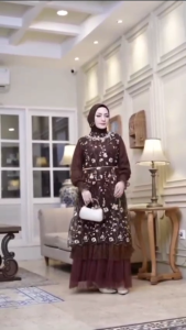 COD Aira Dress Brokat Tille Bordir LD 110 Dress Wanita Terbaru Kekinian Gamis untuk Kondangan Viral