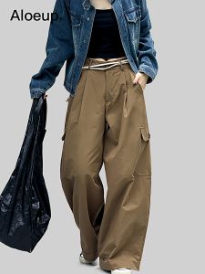 Alo Eup Early Autumn New Retro American Hot Girl Loose Work Pants Versatile Casual Design Sensation High Waist Straight Leg