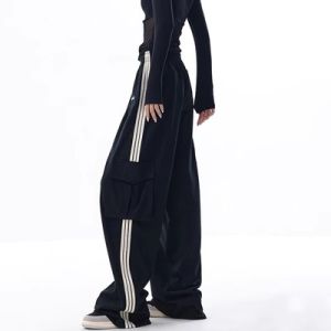 American Retro Red Stripes Casual Pants for Men and Women Spring & Fall New Arrival High Street Fashion Brand Loose Sports Cargo Loose Pants