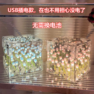 Đèn Ngủ Hình Cánh Đồng Hoa Tulip 3D USB Đồ Trang Trí Nhà Sáng Tạo Quà Tặng Sinh Nhật Cho Bạn Gái Và Bạn Thân