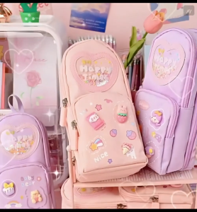 [COD]Tempat Pensil Anak Perempuan 3D Aesthetic 6 Ruang Kapasitas Besa Sekolah  Hiasan Glitter Karakter Lucu