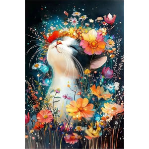 Jigsaw Puzzle for Adults 500/1000/1200/2000PCS Cat and Floral Artwork Mindful Game Stress Relief Decor Gift