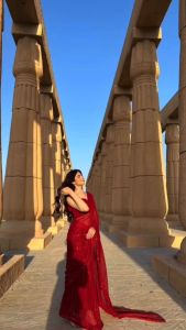 [PRE-ORDER]SPECIAL EDITION RED COLOUR New Bollywood BlockBuster 3MM Sequins Luxury Partwear Saree With Blouse [DELIVERY TIME 12 DAYS]