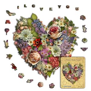Crafthub Blooming Heart - Beautiful Flower Portrait Display | thicker and high quality wooden jigsaw puzzle board games | A3 size with 127 jigsaw pieces
