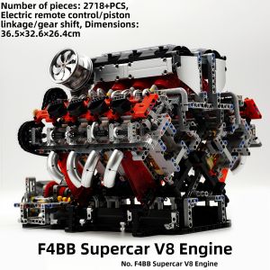 Mould King | Electric Adjustable Speed Simulation Bugatti W16 Engine Building Block Toy