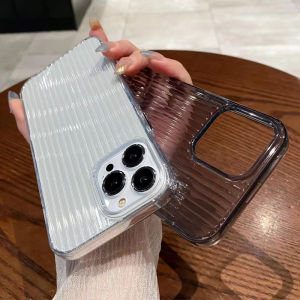 Classic Corrugated Clear Silicone Case For iPhone 16 15 13 11 12 14 Pro Max 16 14 15 Plus Shockproof Soft TPU Transparent Back Cover