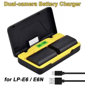Dual LP-E6 LP-E6N Battery Charger Box LCD Display USB Type C Charger Case For Canon 5D2 5D3 5D4 6D 7D 80D 90D Camera Battery Cha