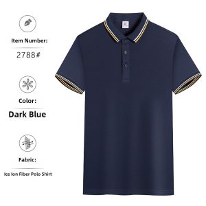 High-End Polo Shirt Short Sleeve Mens Lightweight Business Turn-down Collar T-shirt Summer Ice Silk Slim-fit Fashionable Shirt