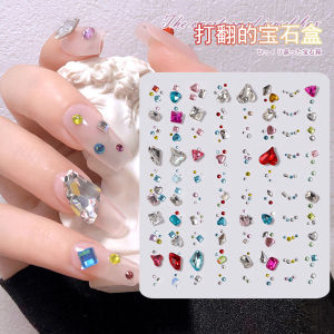 Trendy Flipped Gem Box Nail Art Decorations Monkey Design Colorful Rhinestone Manicure Materials Any Skin Type Normal Size