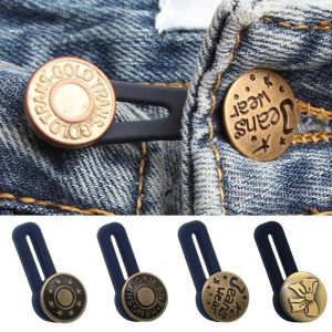 Metal Magic Button Extender for Pants Jeans Free Sewing Adjustable Retractable Waist Button Waistband Expander