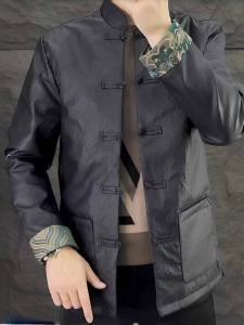 Mens Casual Fashionable Jacket Autumn New Style Business Leisure Luxury Vintage Button Tang Costume Trendy Handsome