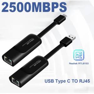 KEBIDU | USB Wired Ethernet Adapter USB3.0 2500Mbps USB Type To RJ45 Network Card Internet USB Lan for Desktops Laptop PC Accessories