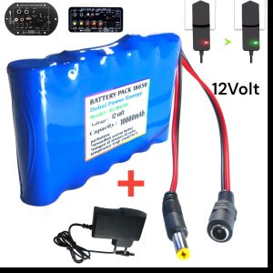 PAKET Baterai cas speaker bluetooth + charger BLUE type 6X 18650 11.1Volt ~ 12 Volt 10000mAh soket 5.5mm