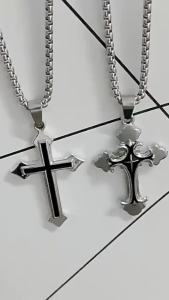 ItemMart Black/Gold Jesus Cross Pendant Necklace Gift Men Women Jewelry Accessories
