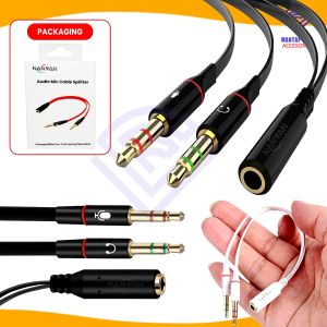 NANVAN Audio Mic Gaming Splitter: Untuk PC, Speaker, Laptop & Headphone