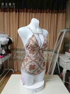 Áo Bơi Dáng Tam Giác Cổ Lãnh Mỹ Phẩm Lưới Đằng Sau Chất Liệu Co Giãn Che Bụng Hiệu Quả