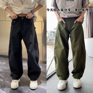 Fall New Style Mens Loose Straight Leg Casual Pants Harlan Wide Leg Workwear Trousers Comfortable Breathable Polyester Cotton Blend