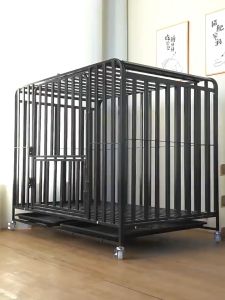 Dog Cage Big Size Stainless Steel Mobile Pet Cage with toilet Thickened All Square Tube with Dog Toilet狗笼子