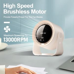High Speed Turbo Desktop Fan Rechargeable 100-Gears Strong Wind Digital Display Mini Table Fan
