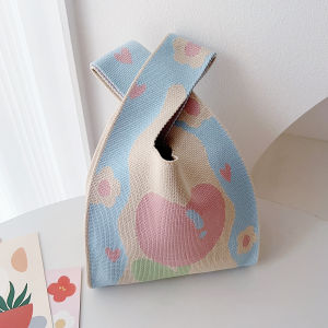 กระเป๋าถือผ้าถักลายดอกไม้สีสดใส กระเป๋าถือแบบสะพายข้างสำหรับเดินทาง กระเป๋าถือแบบถอดได้ ใช้ได้นาน กระเป๋าใส่ของที่มีคุณค่า