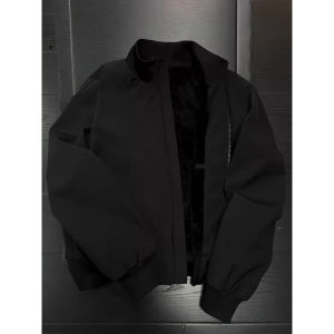 Black Fleece Lined Thick Winter Mens Bomber Jacket