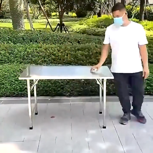 【สแตนเลส304】ULRICA โต๊ะพับสแตนเลส โต๊ะสเตนเลส น้ำหนักเกิน 1000KG หลายขนาด 80/100/120/140CM โต๊ะสแตนเลส โต๊ะแสตนเลส โต๊ะกลม/โต๊ะเหลี่ยม/โต๊ะยาว โต๊ะพับพกพา สแตนเลส โต๊ะพับได้ แข็งแรง ทนทาน ไม่เสียรูป Stainless Steel Table