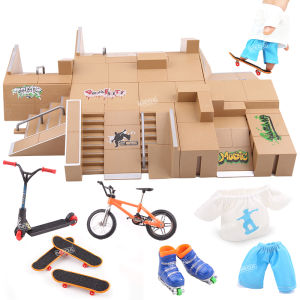 DIY Finger Skateboard Deck Ramp Set Pro Fingerboard Mini Skatepark Kit Mini Stunt Finger Board Skate Training for Kids Gifts