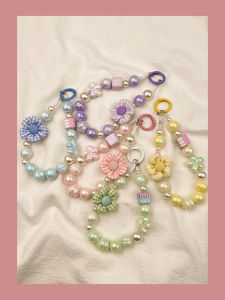 Summer Floral Beaded Mobile Phone Pendant Bag Accessory Headset Cover Fabric Chain Digital Accessories Unbranded Model