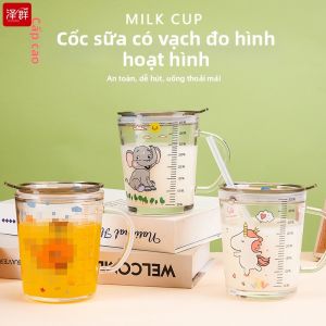 Cartoon Measuring Straw Cup With Handle  For Breakfast