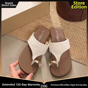 ZOG | French Style Rhinestone Vintage Comfy Soft Soled Flip Flops