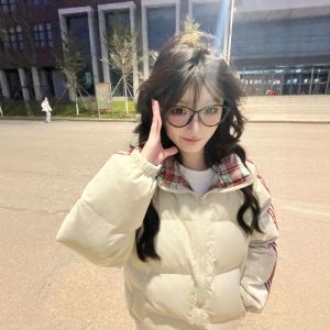 plus Size Casual Cotton Jacket Striped Patchwork Warm Design Loose Fit Versatile Cotton Coat City Leisure Skiing Thickened Long Sleeve