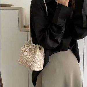 Tas Anyaman Tangan Wanita Terbaru - Tas Keranjang Air Tas Anyaman Tas Keranjang Tas Wanita Tas Selempang BAO116