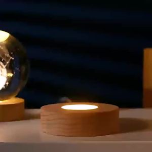 3D Constellation Crystal Ball Night Light Laser Engraved Birthday Gift Glass Sphere Home Desktop Decoration with Wooden USB Base
