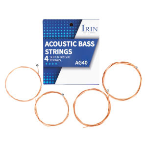 IRIN | IRIN AG40 4 Strings Bass Guitar Strings Acoustic Bass Strings Hexagonal High Carbon Steel Core Red Copper Wound Silver Ball-End