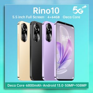 Rino10 4G/5G Smartphone 5.5inch Ultra-Clear Screen Memory 4GB+64GB Android 13.0 Battery 6800Mah