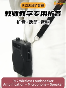 Portable R12 Wireless Loudspeaker With 2pcs Magnetic Bluetooth Lavalier Microphones