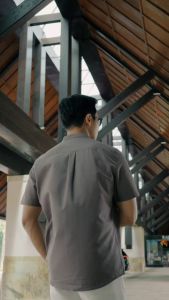CUTOFF Vito Linen Collarless Shirt Kemeja Koko Casual Premium Basic Polos Pria Lengan Pendek