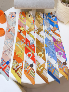 H-Home Twill Silk Scarf High-End Feeling Bag Ribbon 100% Silk Amulet Grooming Wrapping Handle Decorative Fashion Accessory