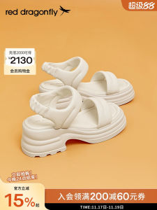 Red Dragonfly Sports Sandals Womens 2024 New Arrival Summer Outwear Thick Sole High Heel Drooping Feeling with Skirt Beach Shoes