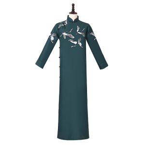 Traditional Mens Qipao Cheongsam Long Robe De Yun Elegant National Costume Republic of China Style Autumn Fashionable