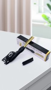 2 in 1 Electric Hot Heating Comb Hair Straightener Curler Wet Dry Hair Iron Straightening Brush Hair Styling Tool（US plug）