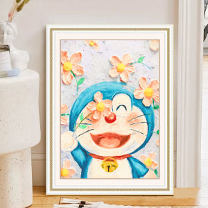 Modern Simple Doraemon Cross Stitch Kit Bedroom Living Room Cartoon Anime Healing Handmade DIY Embroidery Cotton Fabric White