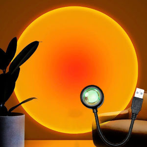 LED USB Sunset Lamp Night Light Projector ตกแต่งงานเลี้ยงวันเกิดแบบพกพา Mood Light สำหรับห้องนอนห้องนั่งเล่น Wall Photography