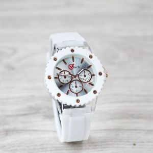 Jam tangan Wanita GV TECH 003 bulat tali karet/rubber chronograp off analog original