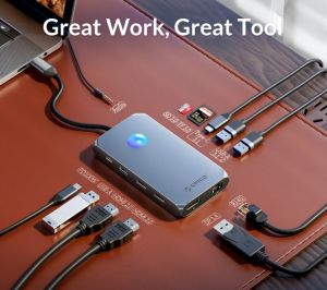 ORICO USB C HUB USB Trạm nối Tripe màn hình HDMI cho Mac máy tính xách tay chế độ RGB USB-C đến 2 HDMIEthernetVGA5 USBPDSD/TF âm thanh cho máy tính bảng máy tính